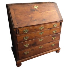 Handsome & Warm 18th Century Cherry Slant Front Chippendale Style Desk