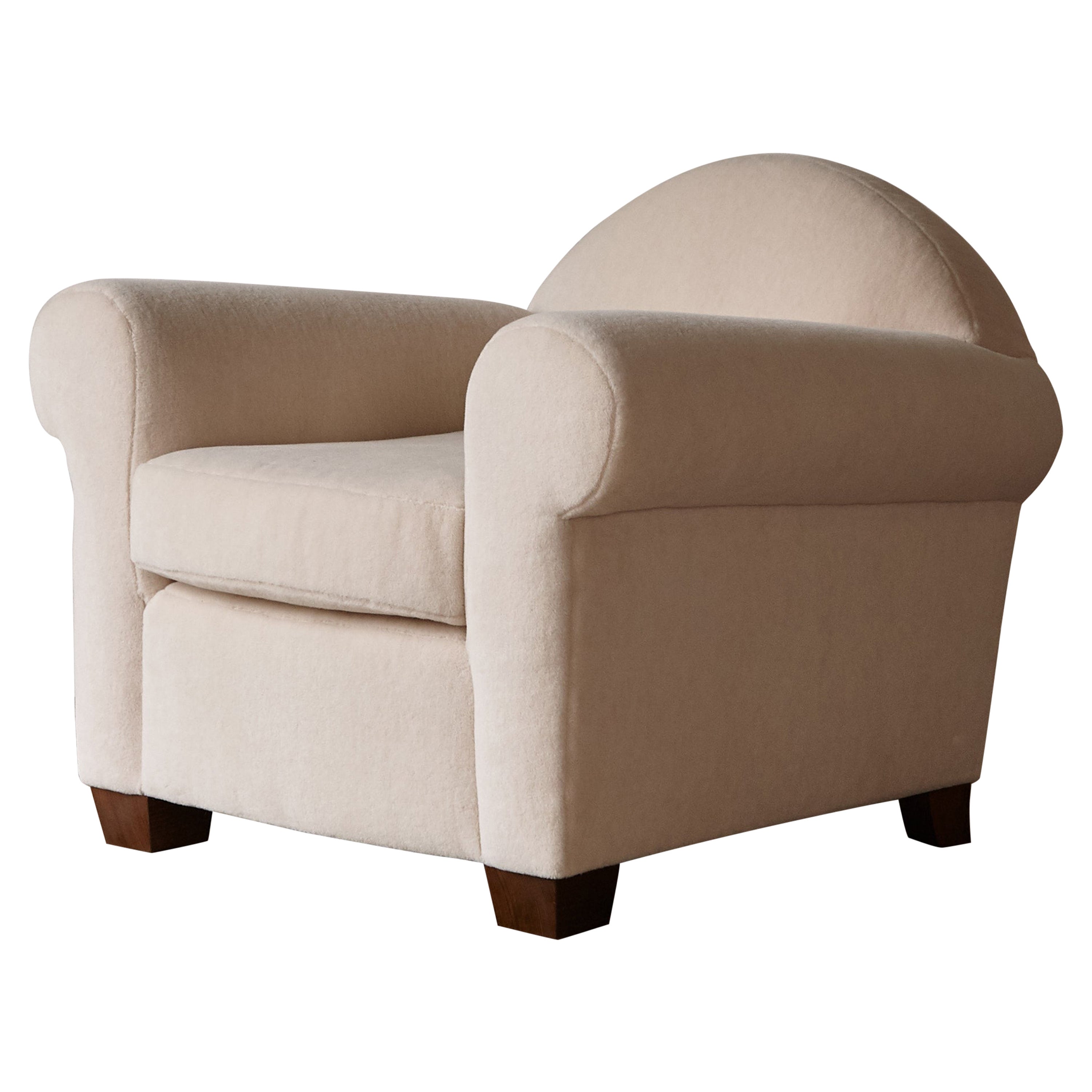 Elegant Armchair, Upholstered in Pure Alpaca For Sale