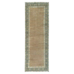 Handgeknüpfter handgeknüpfter Vintage-Teppich aus reiner Wolle in Braun und Bohème mit persischem Seetang
