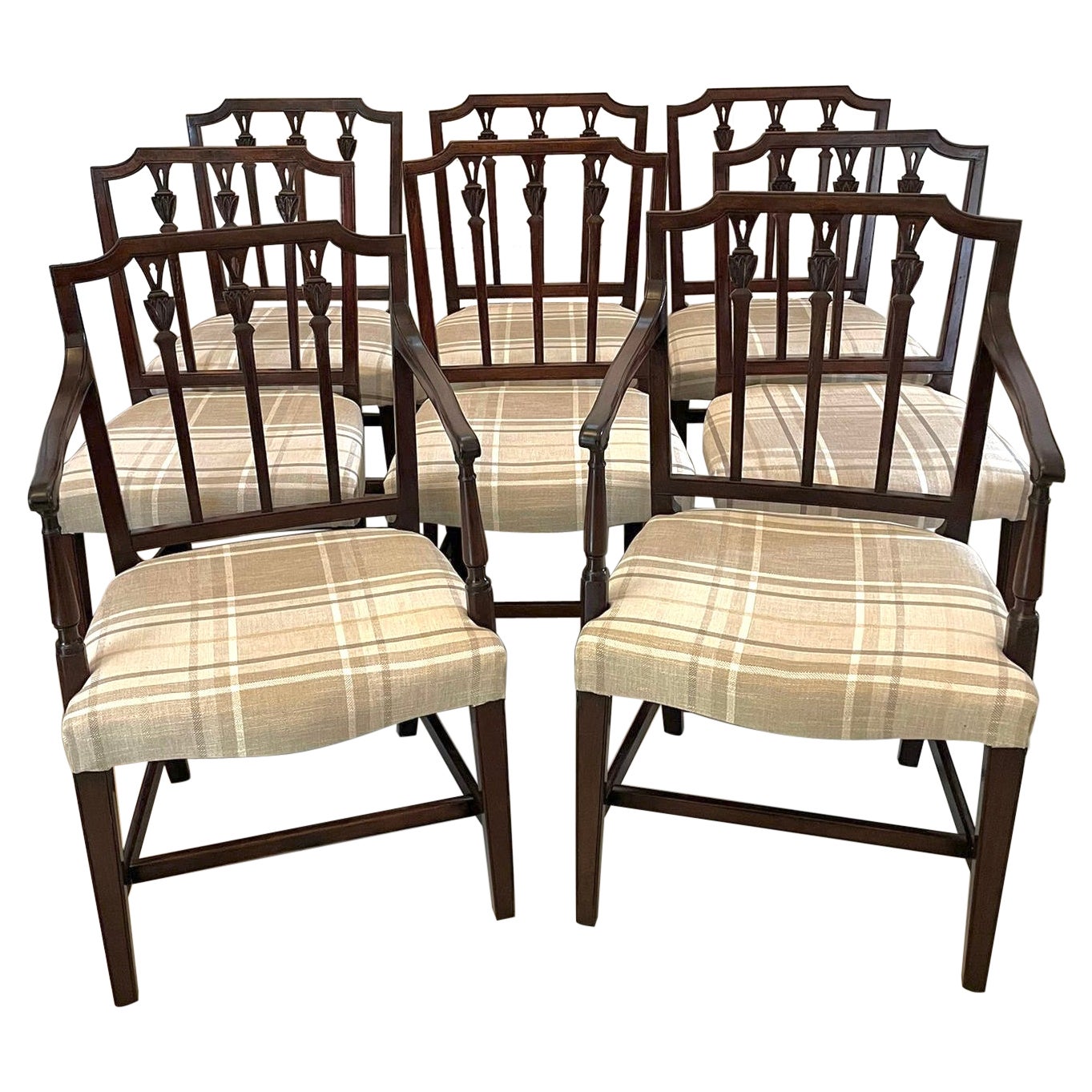 Fine Set of 8 Antique George III Mahogany Dining Chairs