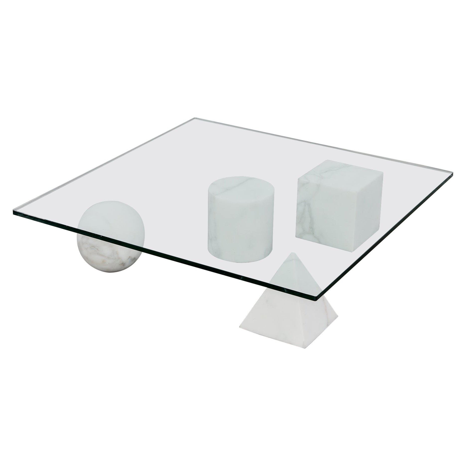 Metafora table by Massimo & Lella Vignelli in Carrara marble