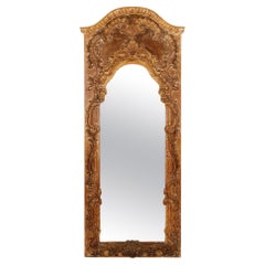 Antique Dom Joao V mirror, carved chestnut wood Portugal 18th Century
