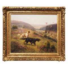 19th Century French Hunting Dog Painting by Petit
