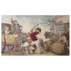Gravure ancienne originale d'après Thomas Rowlandson, Way to Stop Your Horse, 1808