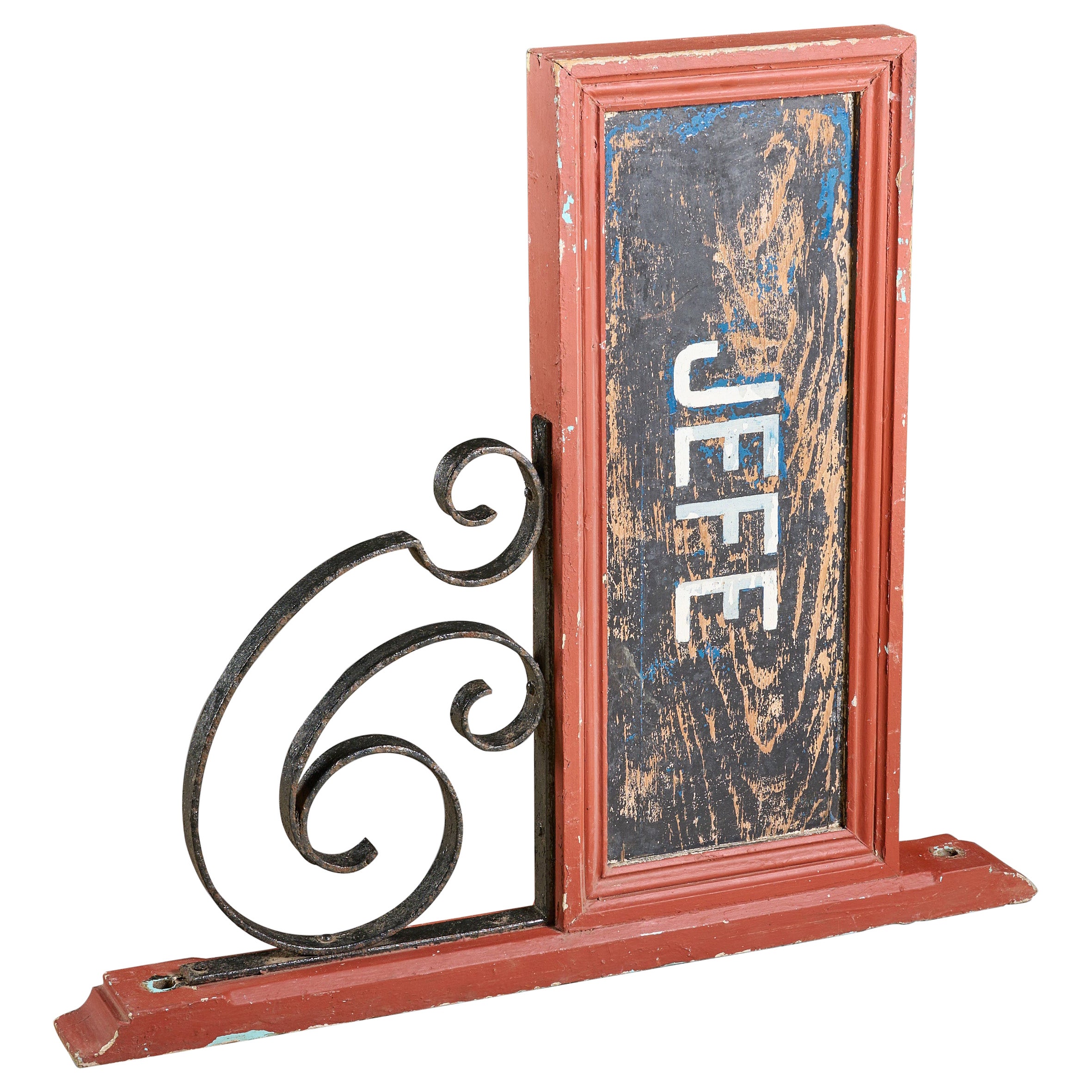 Wood and Iron Hand Painted "Jefe" Sign For Sale