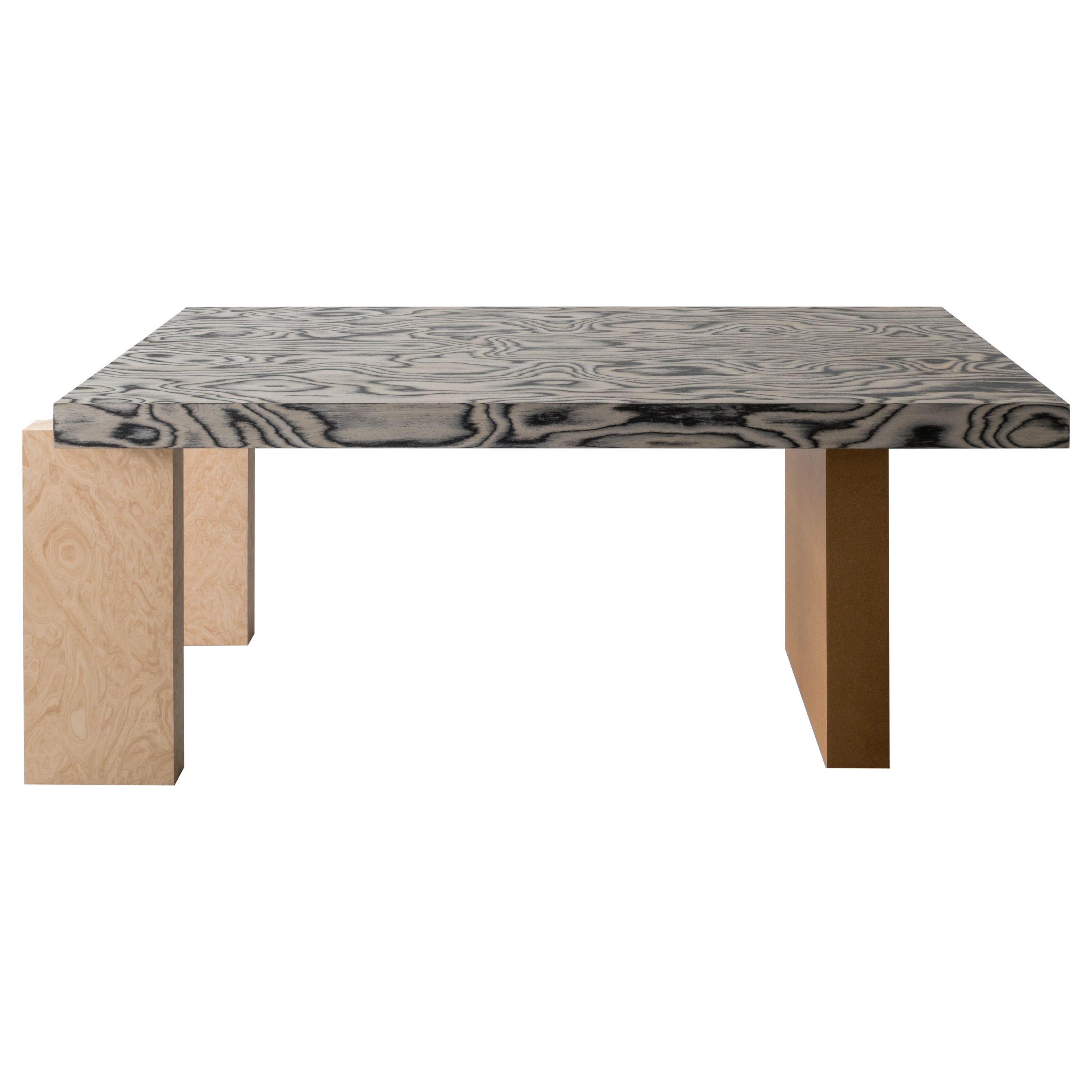 Contemporary Wood Veneered Dining Table with ALPI Sottsass Veneered Table Top For Sale