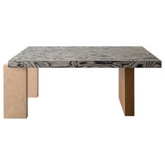 Contemporary Wood Veneered Dining Table with ALPI Sottsass Veneered Table Top
