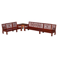 George Zee Rosewood Chinese Chippendale Sectional Sofa