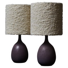 Pair of Purple Ceramic Table Lamps
