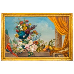 Vintage Carlo De Tommasi "Study with Flowers and Parrot"