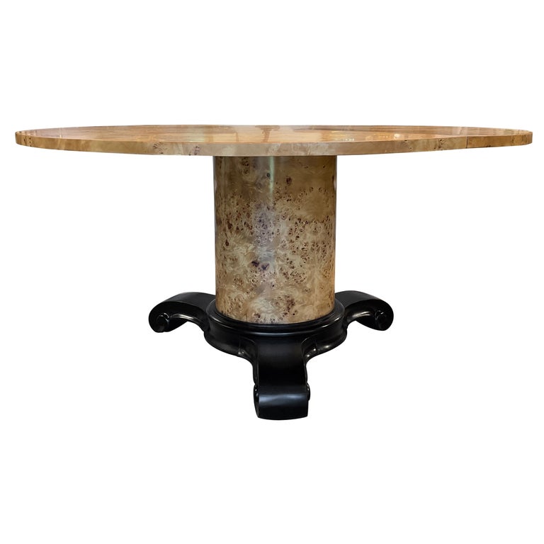 1980s Round Burl Centre Table For Sale at 1stDibs