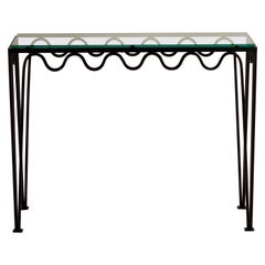 Undulating 'Méandre' Wrought Iron and Glass Console by Design Frères