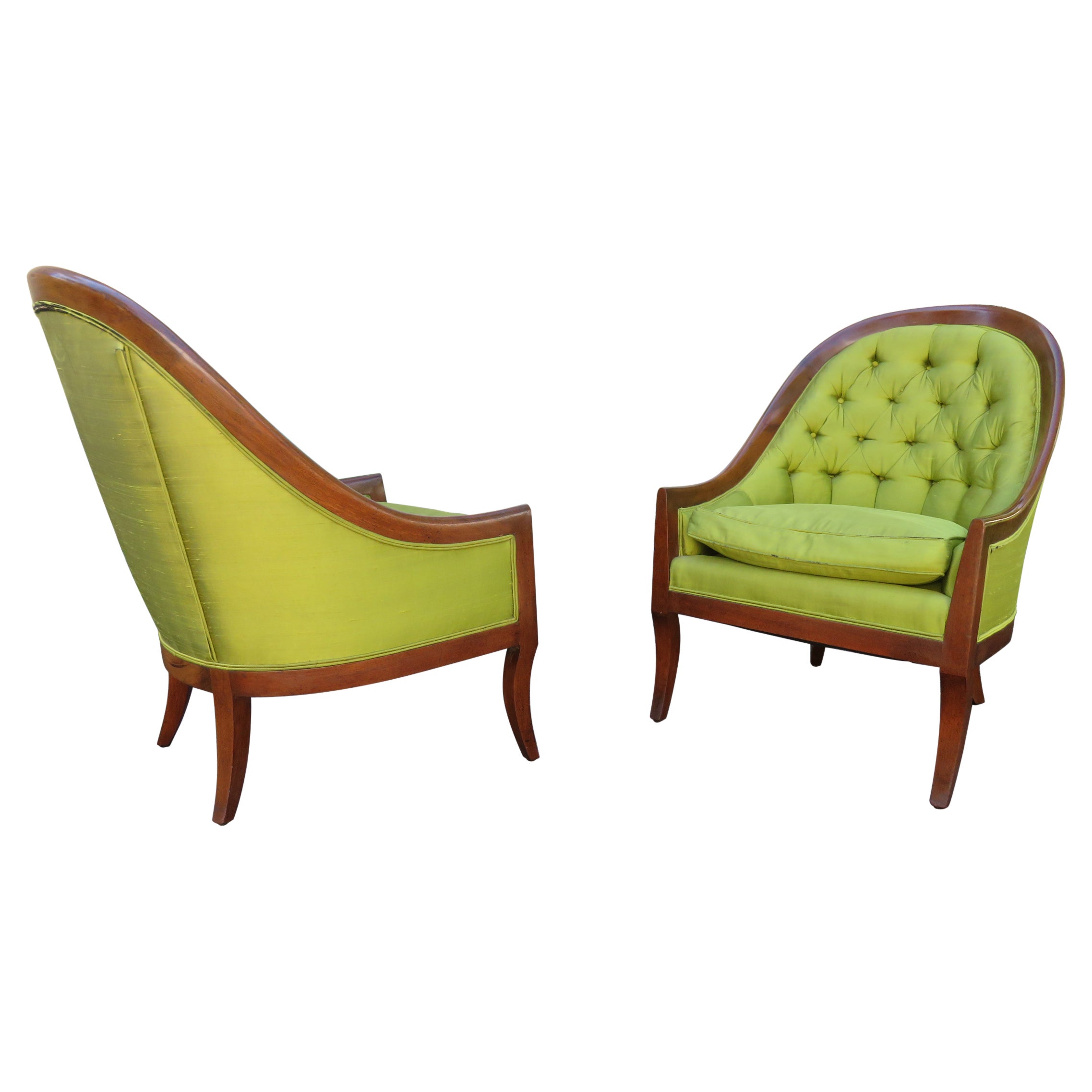 Lovely Pair 60s Classical Spoon Back Chairs Mid-Century Modern For Sale
