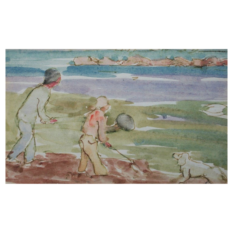 Impressionist Style Watercolor Painting, Unsigned, Canada, Mid20th Century For Sale at 1stDibs