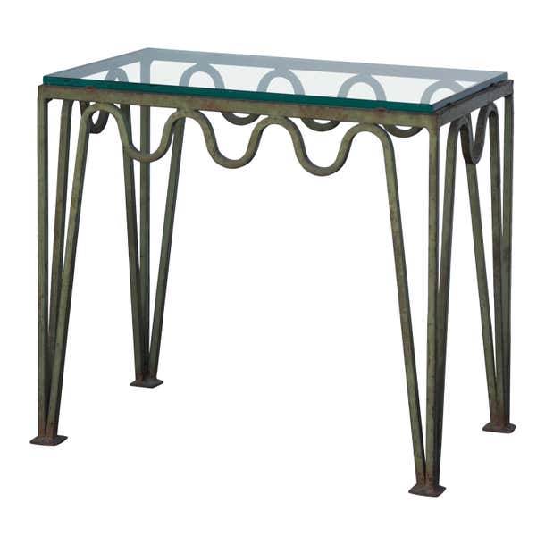 Verdigris Table Base Undulating 'Méandre' Verdigris Iron and Glass Side Table by Design ...