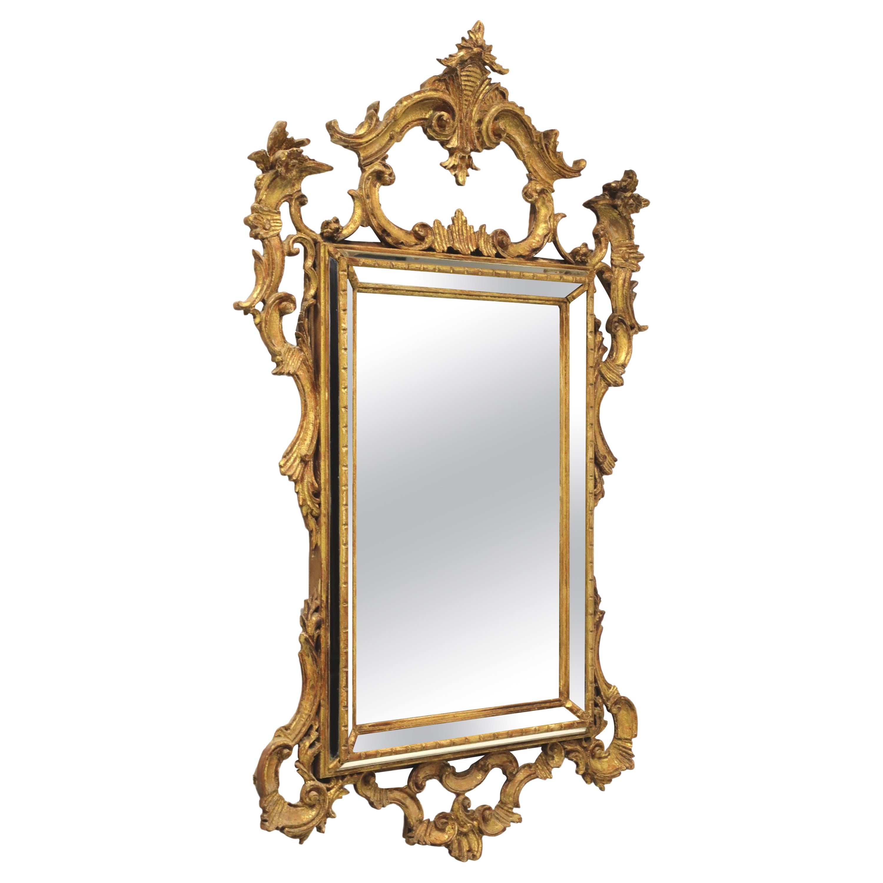 LABARGE 1960's Gold Carved French Louis XV Rococo Parclose Wall Mirror - B