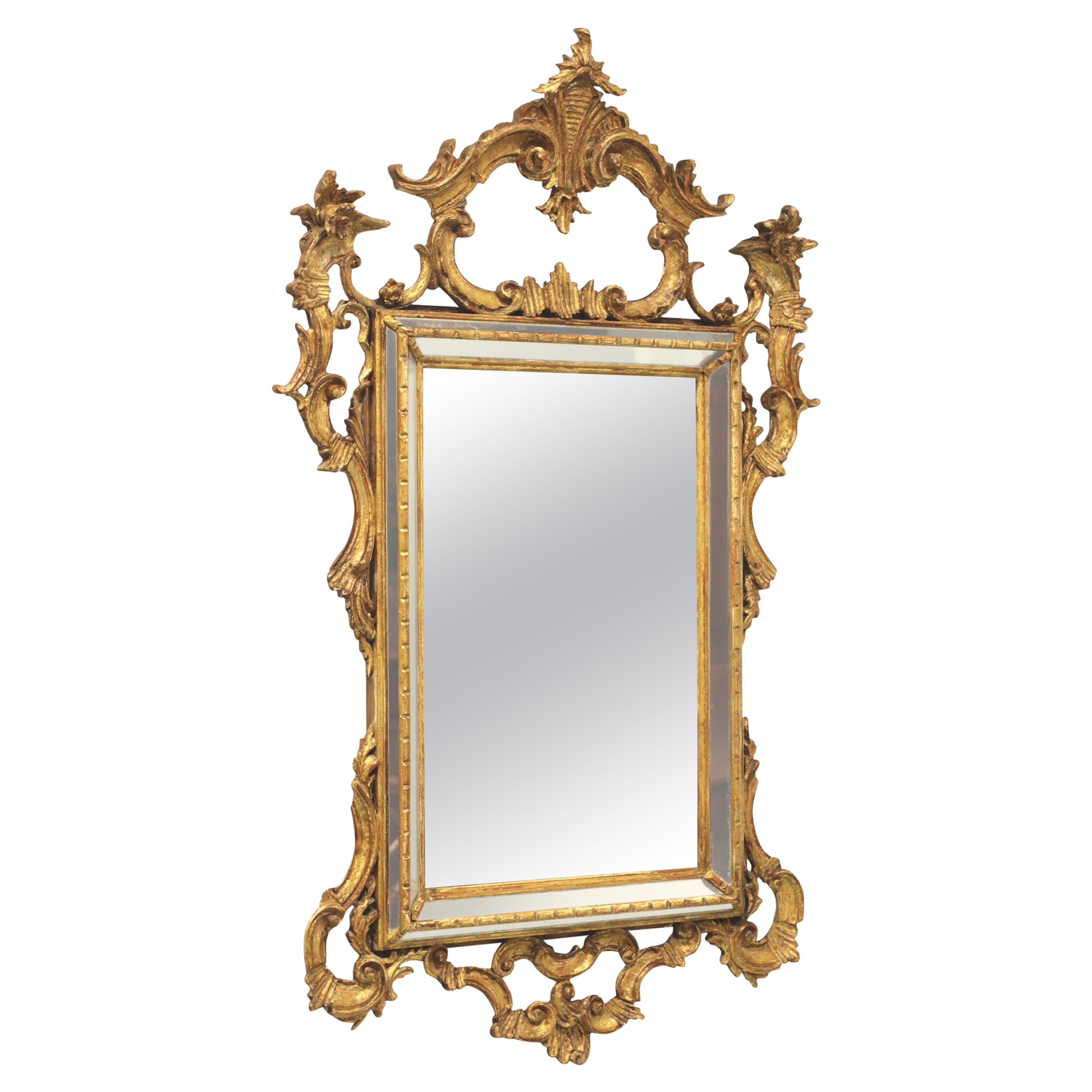 LABARGE 1960's Gold Carved French Louis XV Rococo Parclose Wall Mirror - A