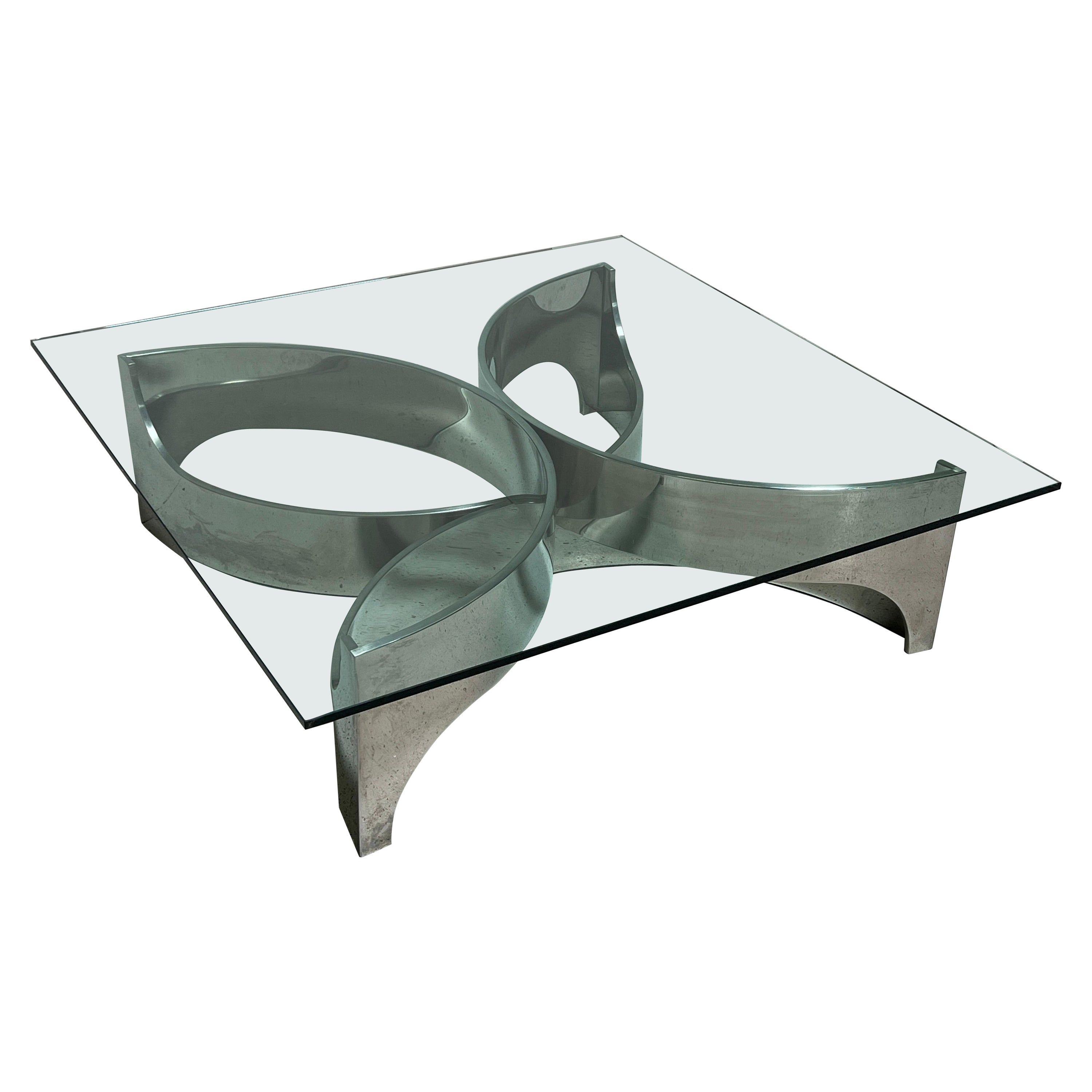 Large Sculptural Chrome Coffee Table  For Sale