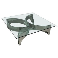 Large Sculptural Chrome Coffee Table 