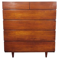 Walnut Mid-Century Modern Highboy Dresser by American of Martinsville