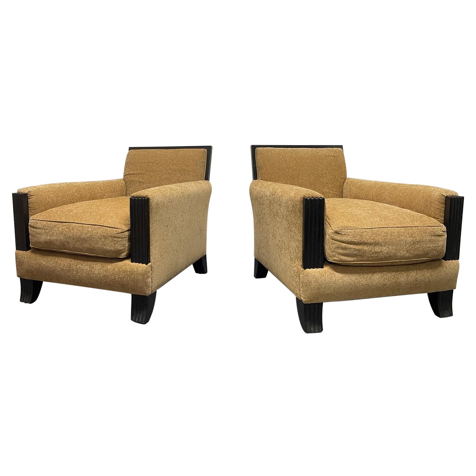 Pair of Art Deco Style Lounge Chairs For Sale at 1stDibs