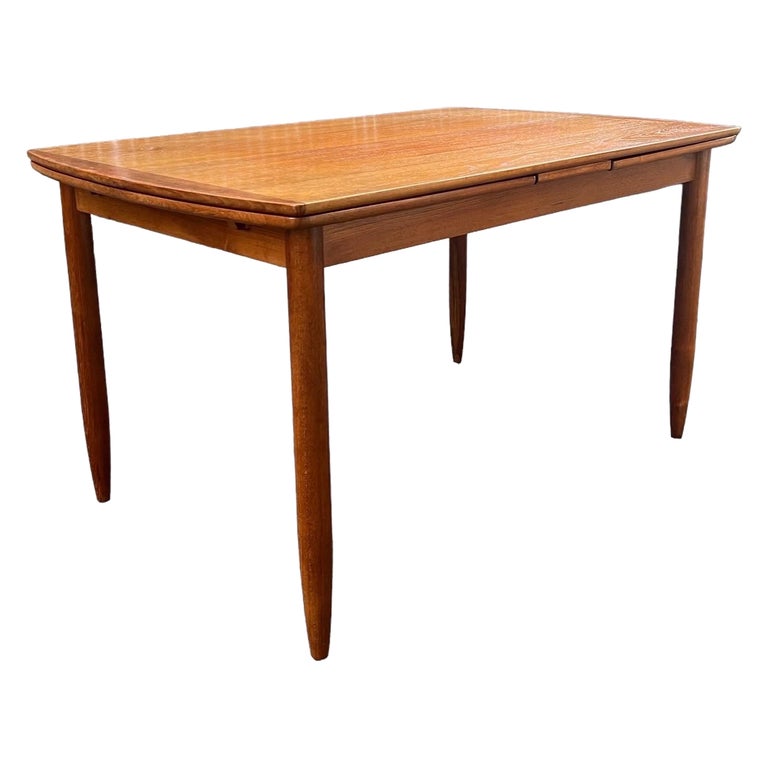 Vintage Imported  Danish Modern Teak Dining Table with Extension Leaves For Sale