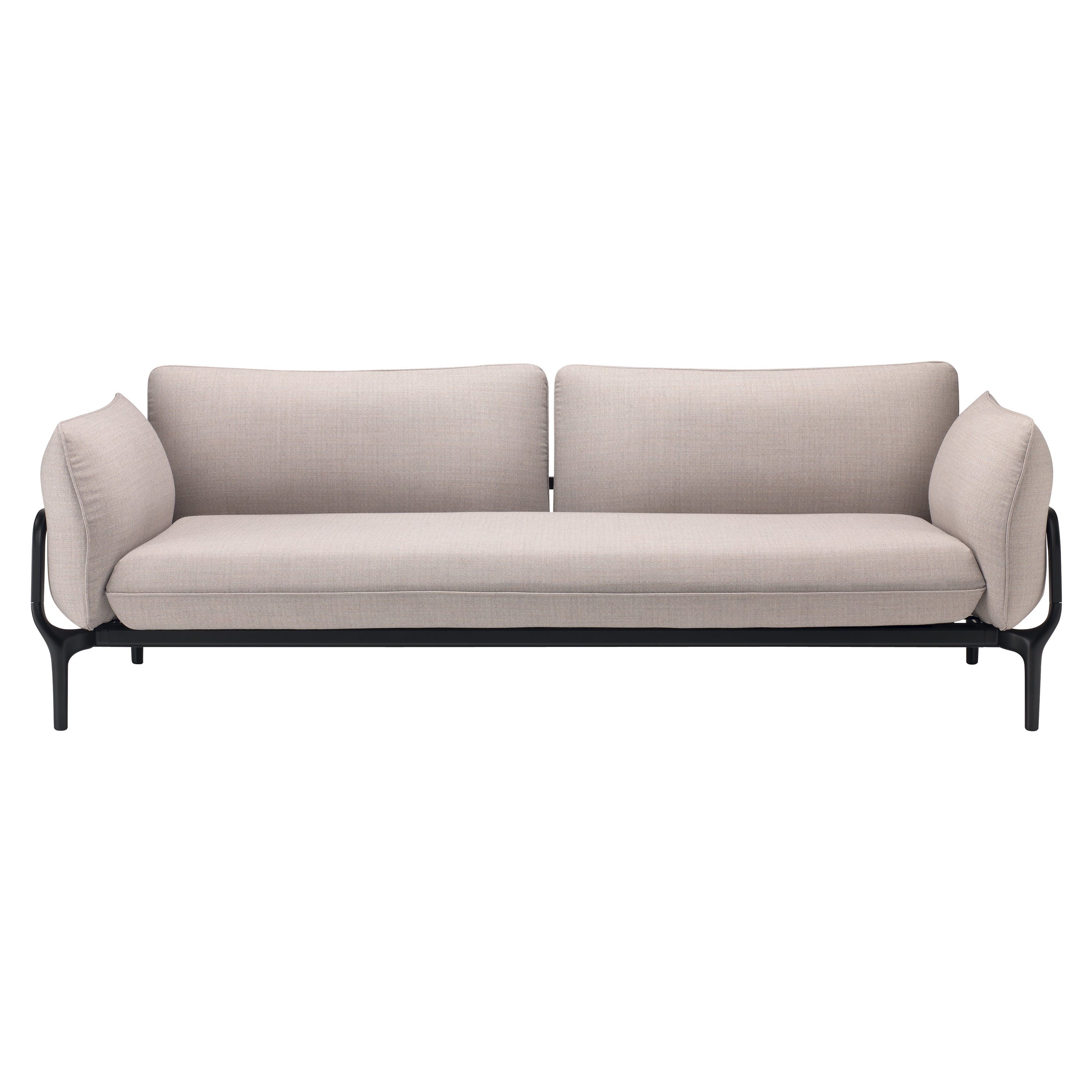 Alias V02 Vina Sofa mit beigefarbener Polsterung und schwarz lackiertem Aluminiumrahmen