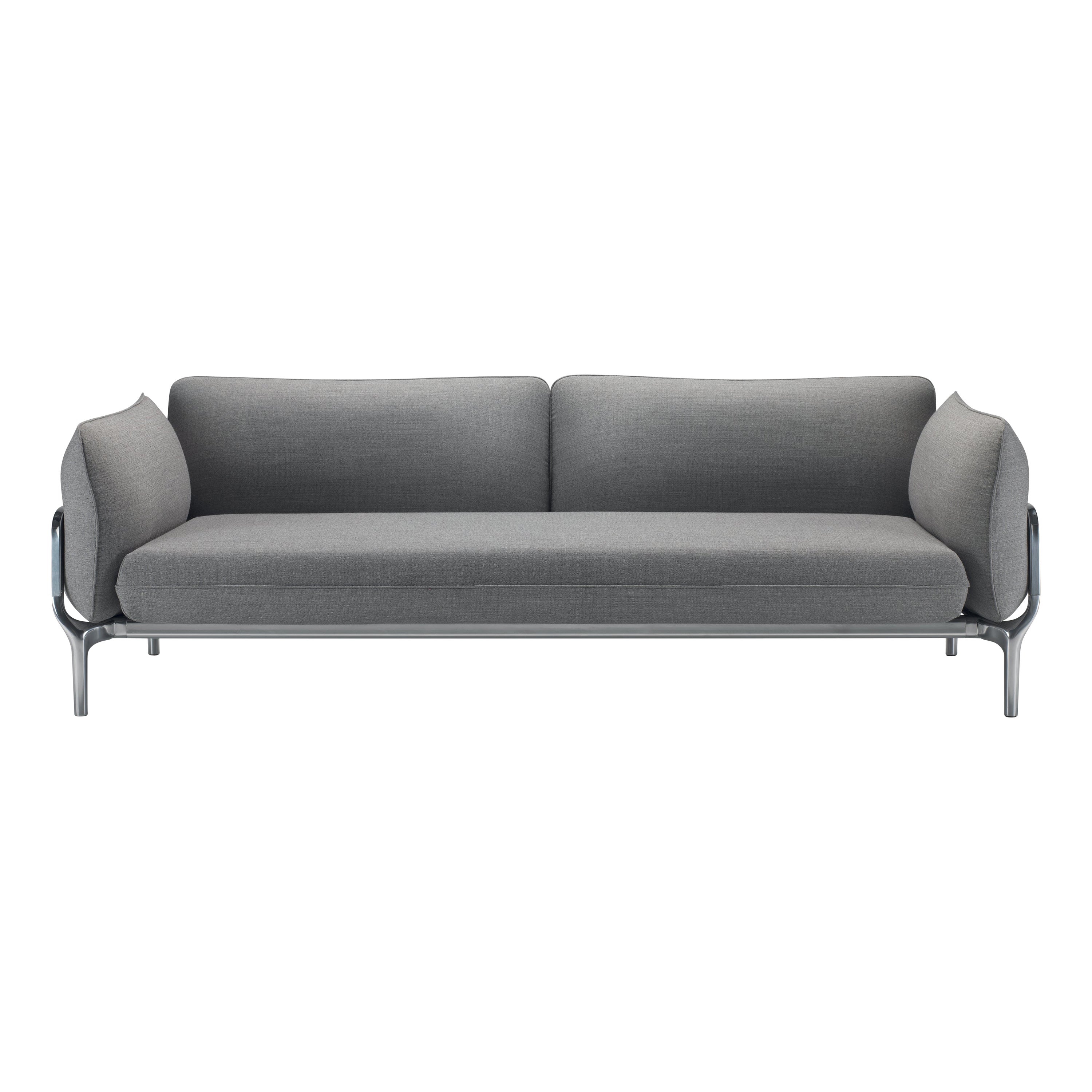 Alias V02 Vina-Sofa mit grauer Polsterung und schwarz lackiertem Aluminiumrahmen