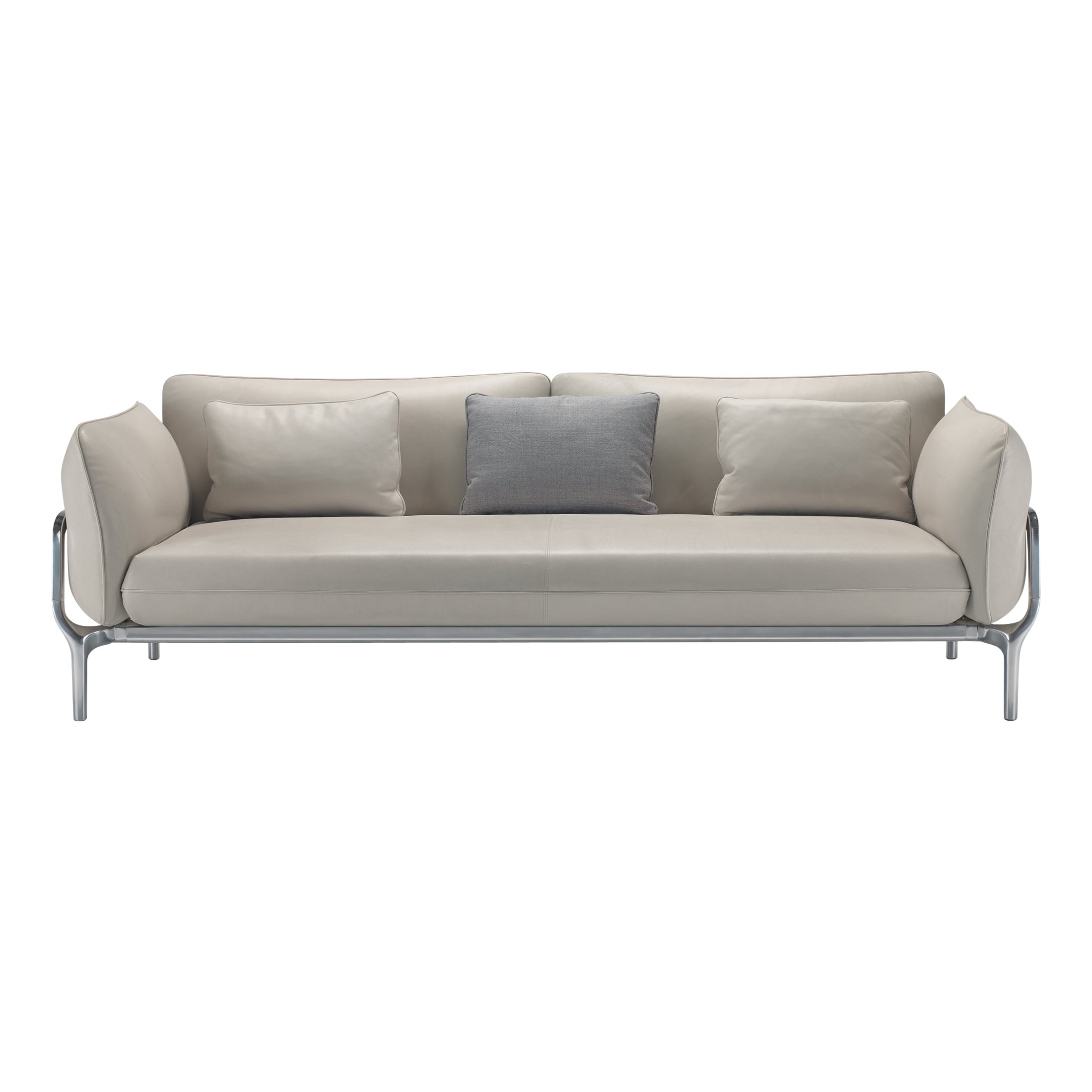 Alias V02 Vina Sofa in Pomice Upholstery with Cushions & Polished Aluminum Frame For Sale