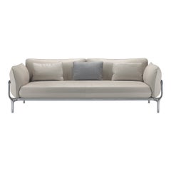 Alias V02 Vina Sofa in Pomice Upholstery with Cushions & Polished Aluminum Frame