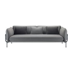 Alias V02 Vina Sofa in Grey Upholstery with Cushions and Polished Aluminum Frame