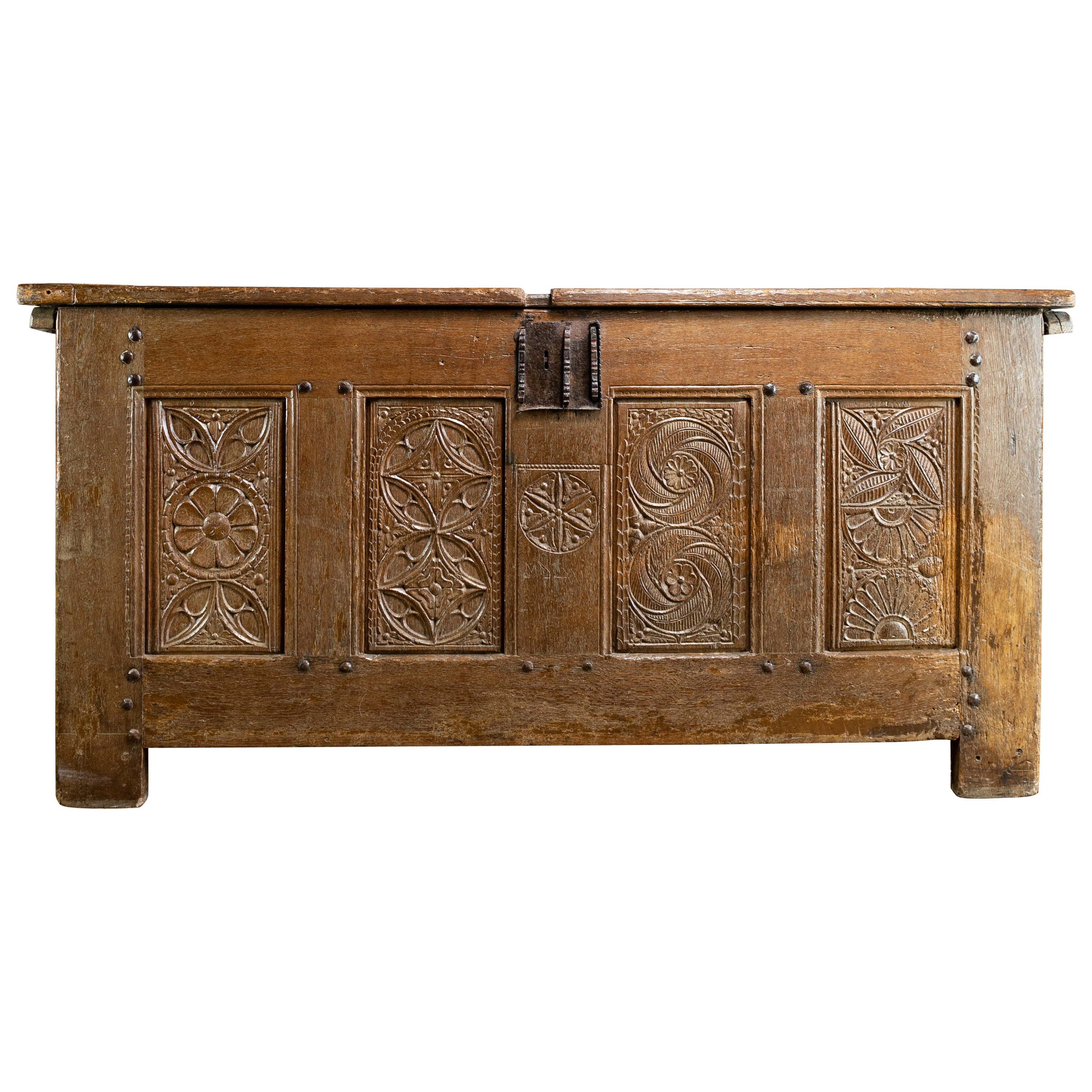 16th Century, Gothic Oak Chest, Normandy, France, Circa 1500 For Sale