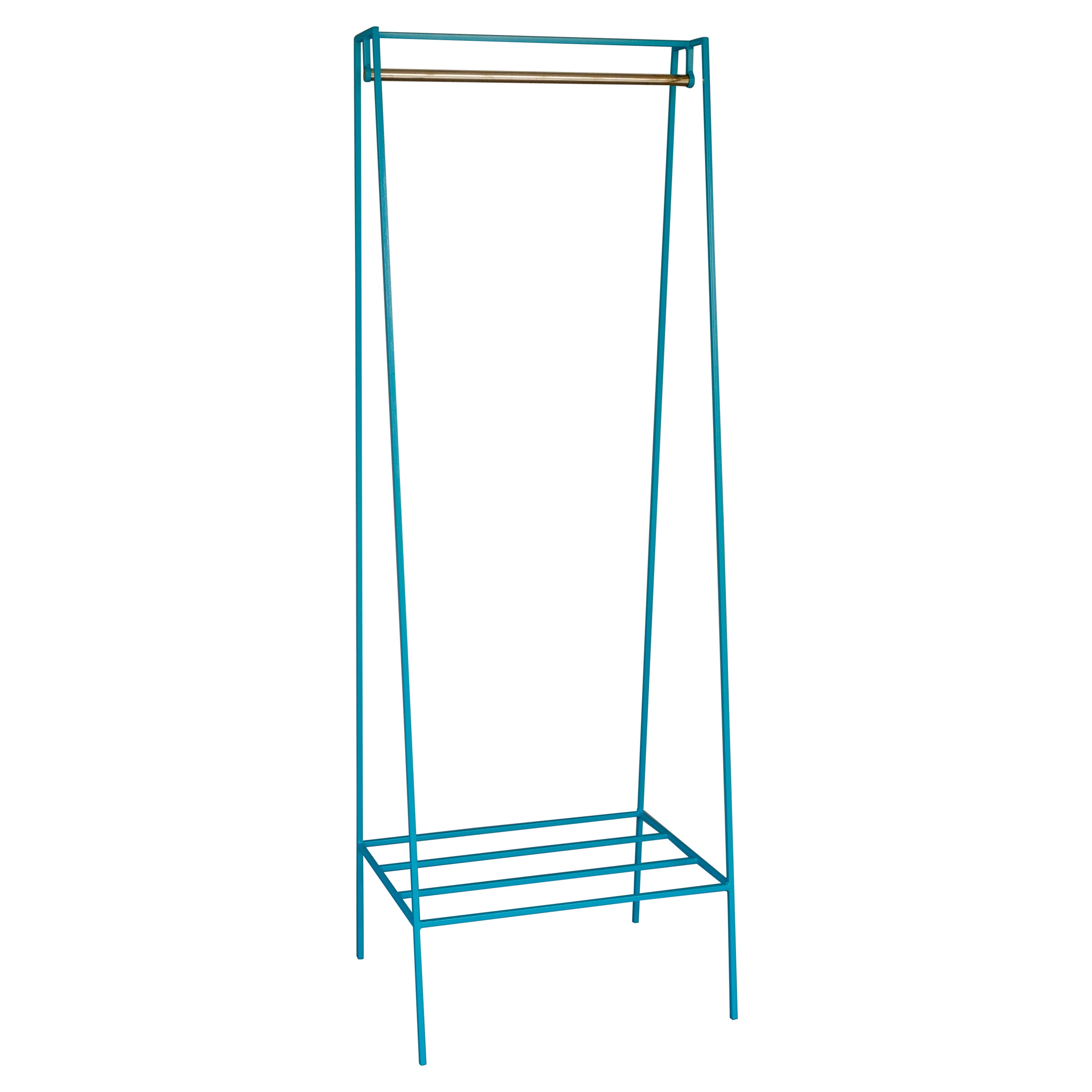 Turquoise ‘A' Clothes Rail with a Luxury Brass Pole For Sale