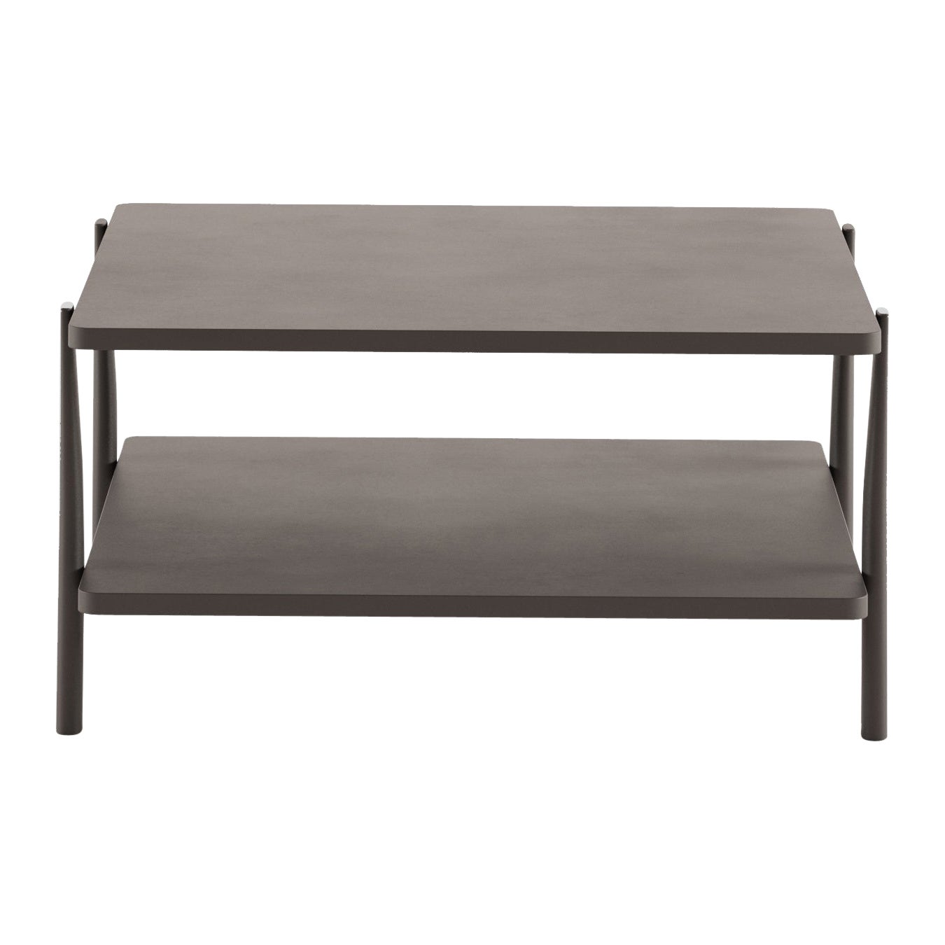 Alias 954 Eleven Low Table Double Square in Graphite Grey Lacquered Frame For Sale