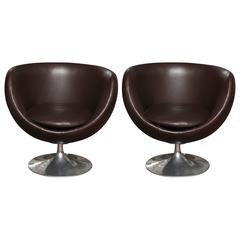 Retro Pair of Leather Chairs