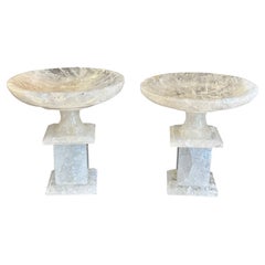 Pair of Brazilian Polished Rock Crystal Tazzas