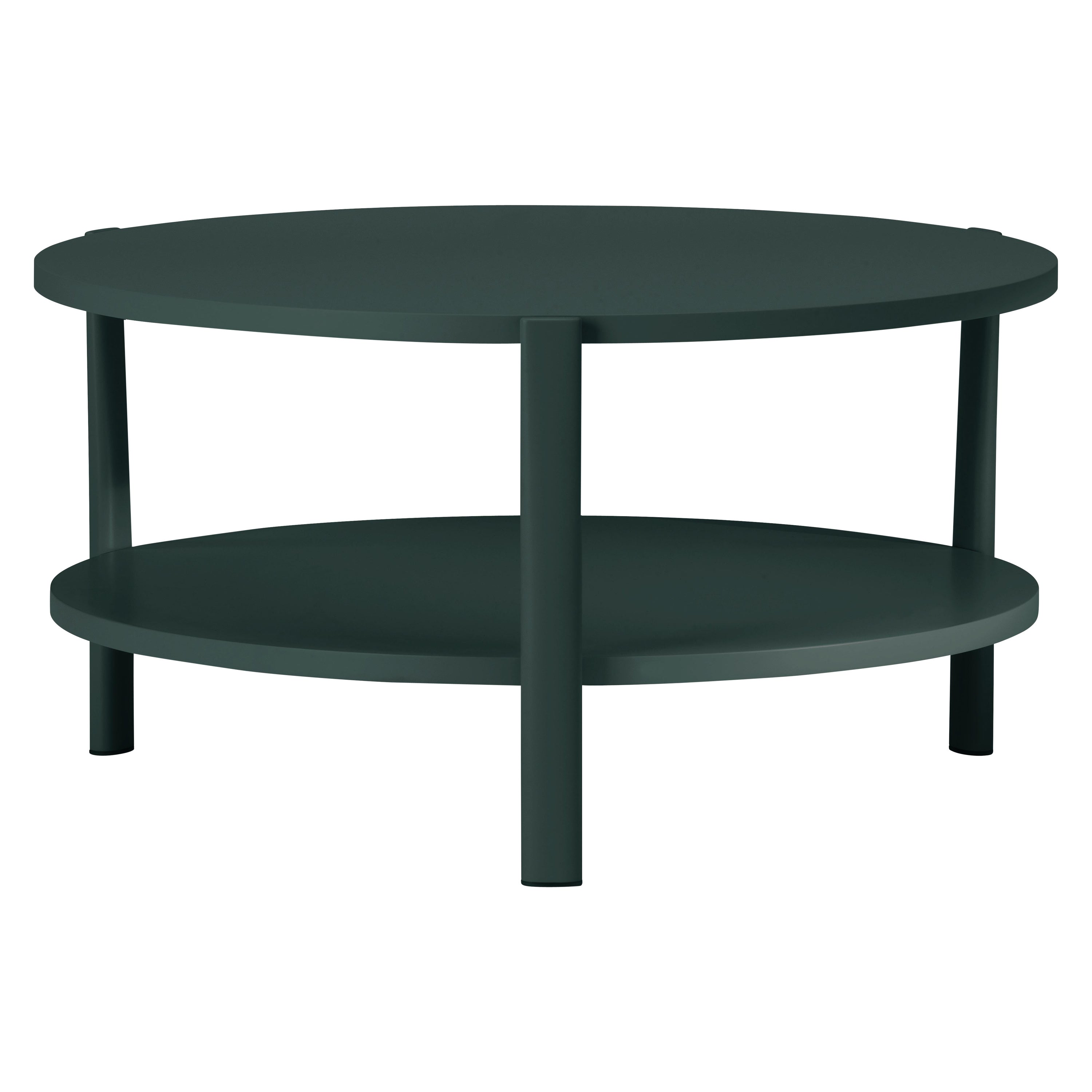 Alias 954 Eleven Low Table Double Round in Graphite Grey Lacquered Frame For Sale
