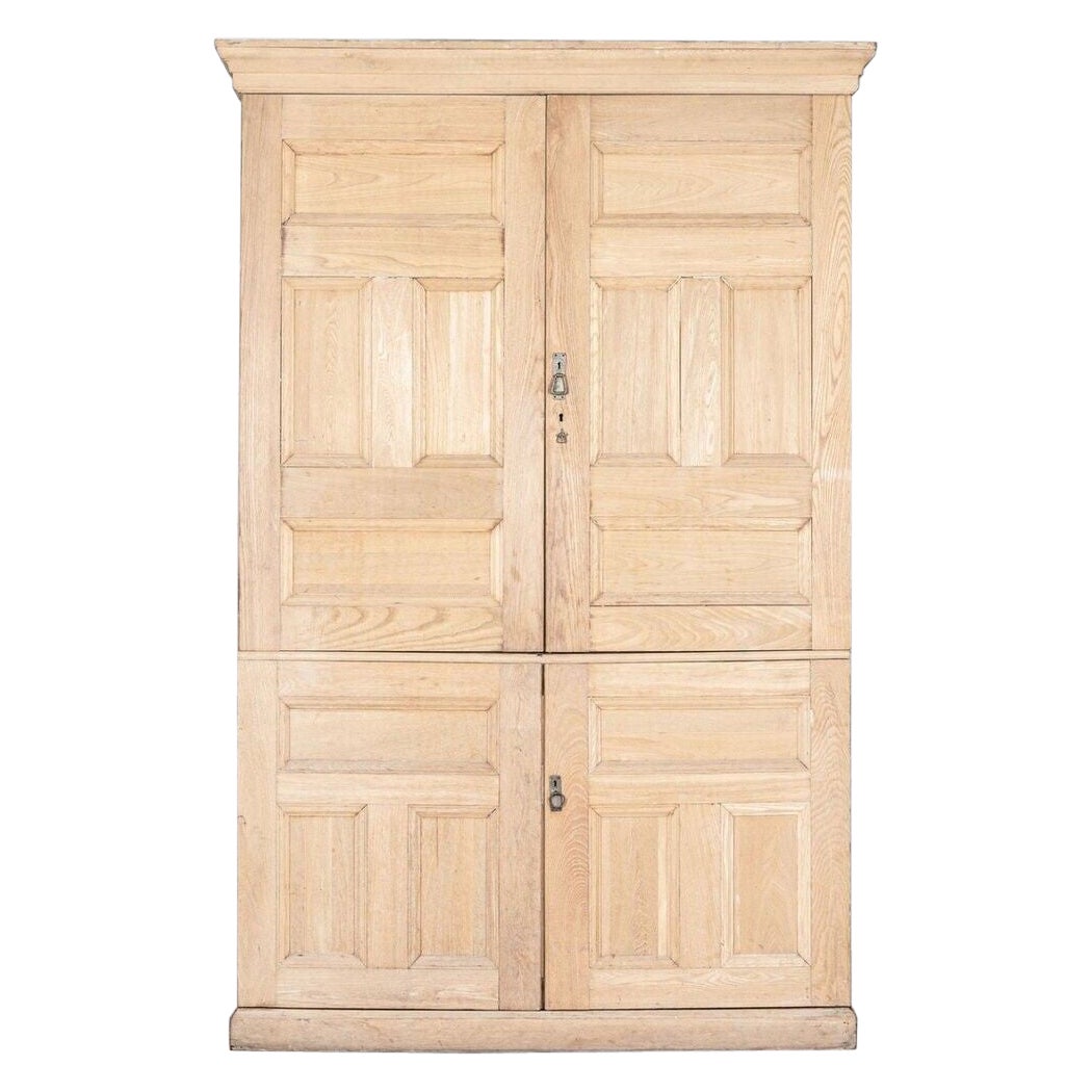 Large English 19th C Ash Housekeepers Cupboard For Sale
