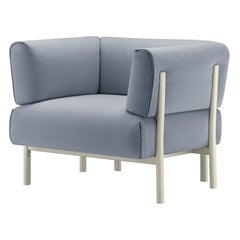 Alias 860 Eleven Armchair in Blue Seat with White Lacquered Aluminum Frame