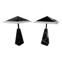 Pair of Lamps Marble Metal Lucite by Cini Boeri for Tronconi, Italy, 1970s