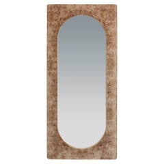 Epifania Mappa Burl Veneer Wall Mirror in Natural Beige Color