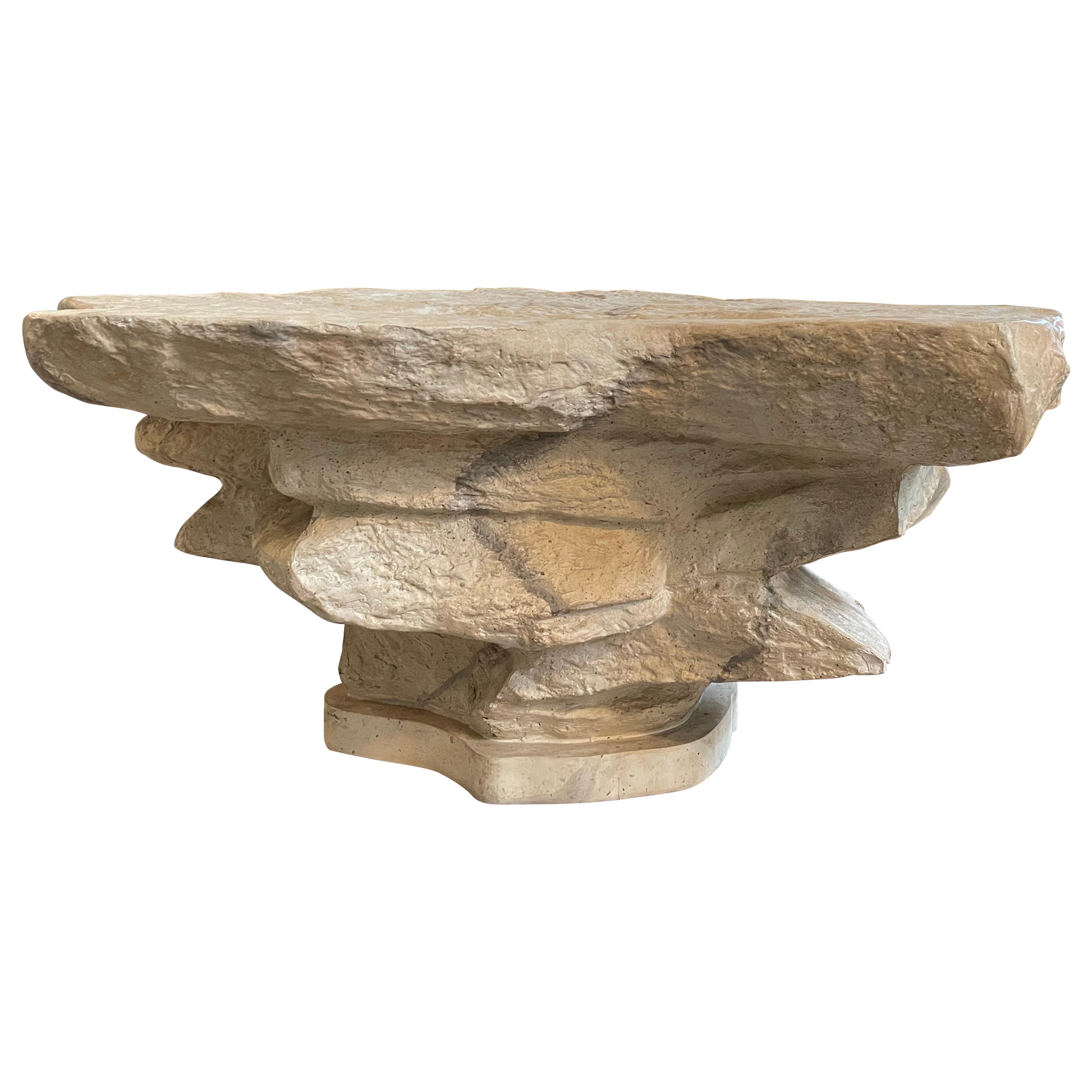 Sirmos Stacked Stone Plaster Coffee Table in the Manner of Emilio Terry For Sale