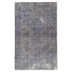 Tappeto turco vintage angosciato da 6,4x10,4 piedi, tappeto contemporaneo blu chiaro