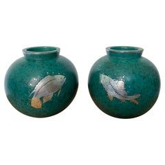 1940's Pair of Argenta Stoneware Vases by Wilhelm Kåge