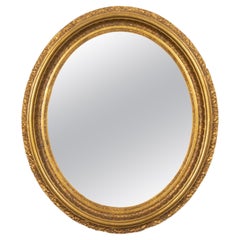 Ovaler Spiegel aus vergoldetem Holz im Rokoko-Stil