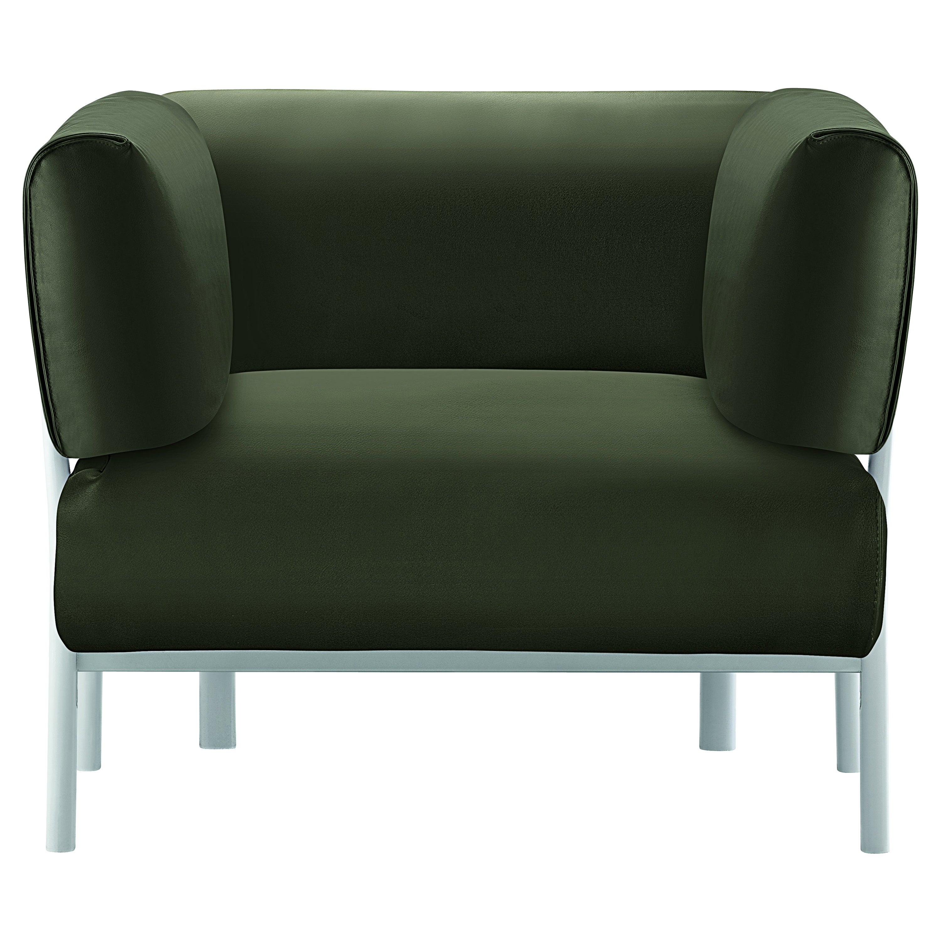 Alias 860 Eleven Armchair in Green Seat with White Lacquered Aluminum Frame For Sale