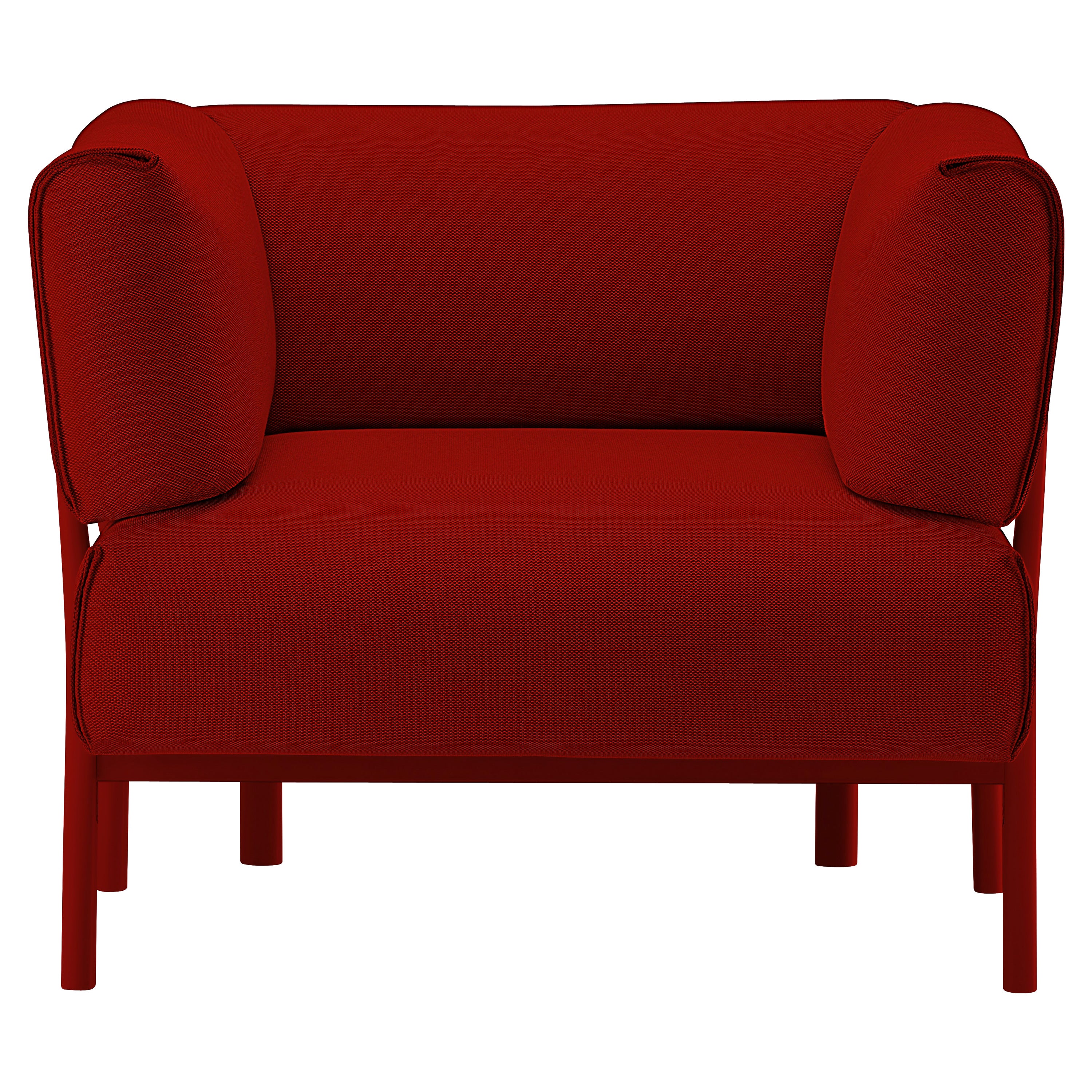 Alias 860 Eleven Armchair in Red Seat with Coral Red Lacquered Aluminum Frame