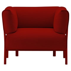 Fauteuil Alias 860 à onze places avec assise rouge et cadre en aluminium laqué rouge corail