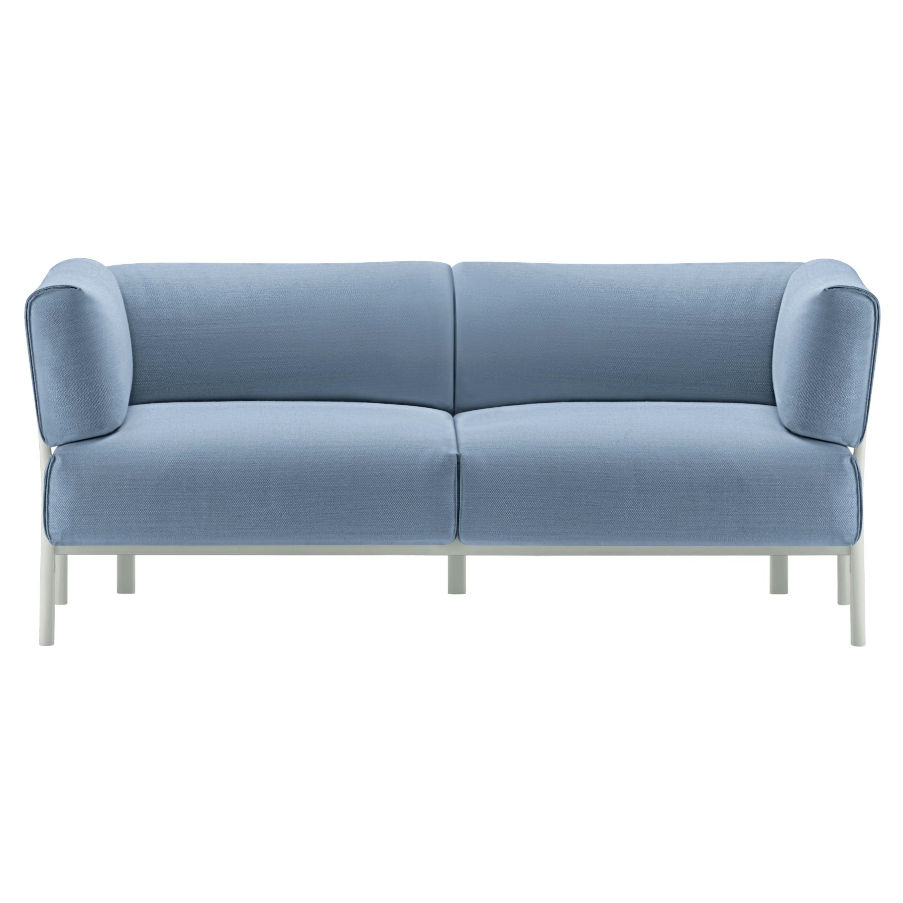 Alias 861 Eleven Sofa 2 Seater avec assise bleue et cadre en aluminium laqué blanc