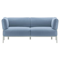 Alias 861 Eleven Sofa 2sitzer mit blauem Sitz und weiß lackiertem Aluminiumrahmen